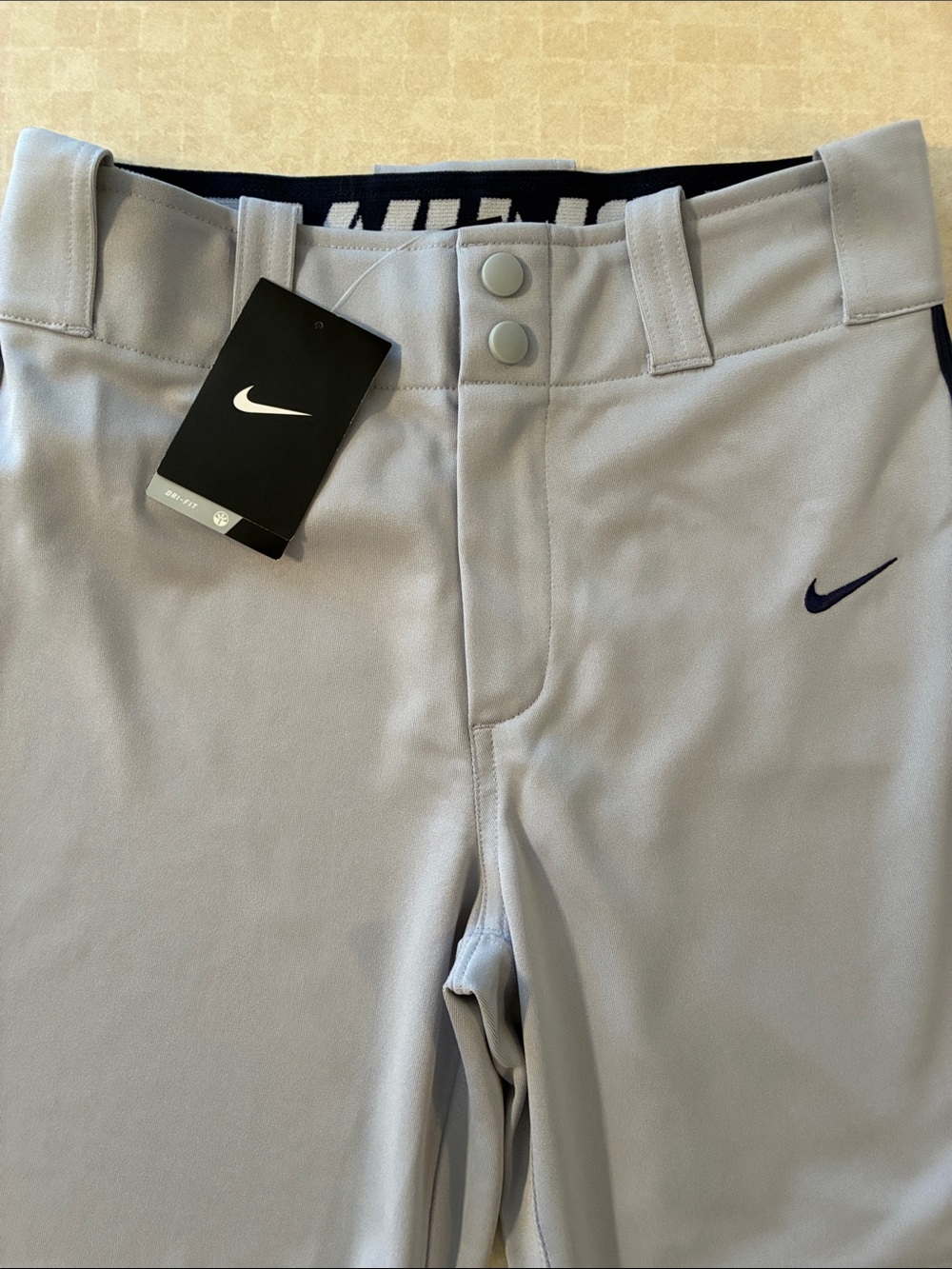Nike YL Boys Light Gray Athletic Baseball Pants